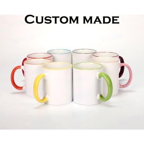 Custom Photo Mug Coffee Cup Colorful Handle Unique Personalized Gift RR2080