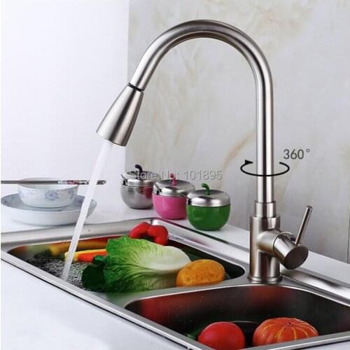 Cold & Hot Water Brass Material Kitchen Pull Out Tap