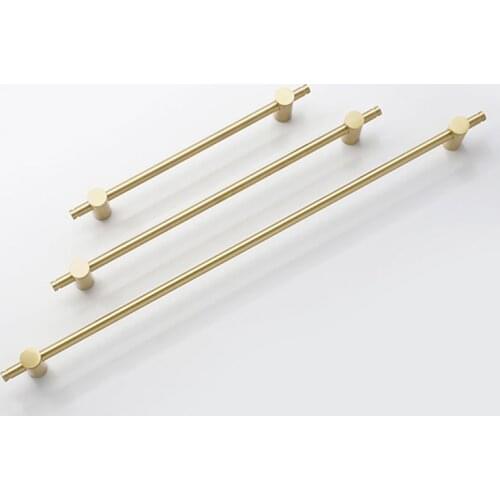 Brass Long Cabinet Handles Wardrobe Handle Luxury Nordic Bathroom Cabinet Knobs Large Drawer Pulls