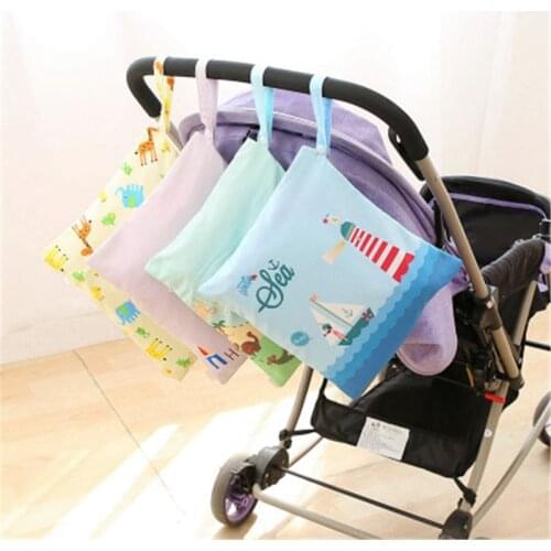 Baby Diaper Bags 1Pc Cartoon Multifunction Waterproof Wet Dry Diapers Storage Bags for Kids Cloth Nappy Travel Zipper Carry Bags
