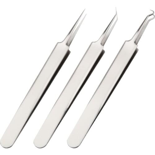 Stainless Steel Blackhead Acne Blemish Pimple Extractor Remover Needles Bend Curved Blackhead Acne Clip Tweezer Face Care Tool