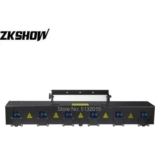 6 Head RGB Animation Laser Array Projector Beam Pattern 20KPPS±20 Pro Stage Lighting DJ Disco Party Music Audio Sound Equipment