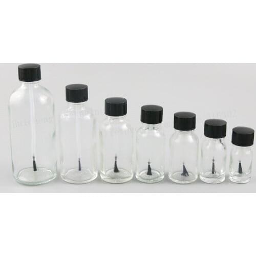 200 x 5ML 10ML 15ML 30ML Clear Refillable Glass Essential Bottle With Brush Cap Nail Polish Bottle Transparent Glass Nail Bottle