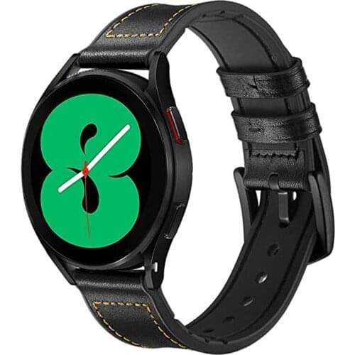 20mm Watch Band For Samsung Galaxy Watch 4 Active 2 44mm 40mm Leather Silicone Strap For Galaxy Watch 4 Classic 42mm 36mm
