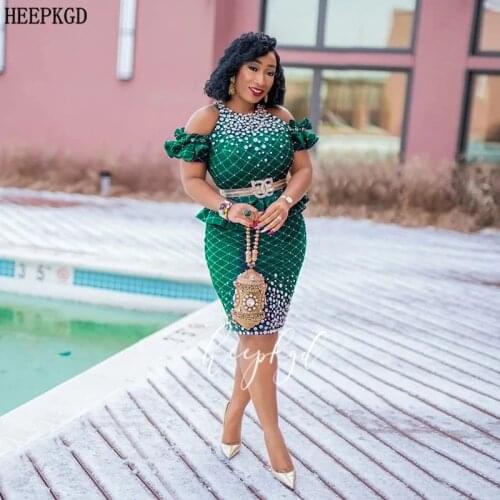 Luxury Beading Crystal Short Prom Dresses Off The Shoulder Sheath Sexy Black Women Special Occasion Dress Custom Made Party Gown