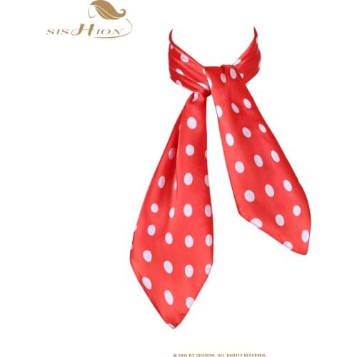 SISHION Women Bandanas Multifunction Polyester Silk Scarf Polka Dot Vintage Small Square Shawls and Scarves Foulard Neckerchief