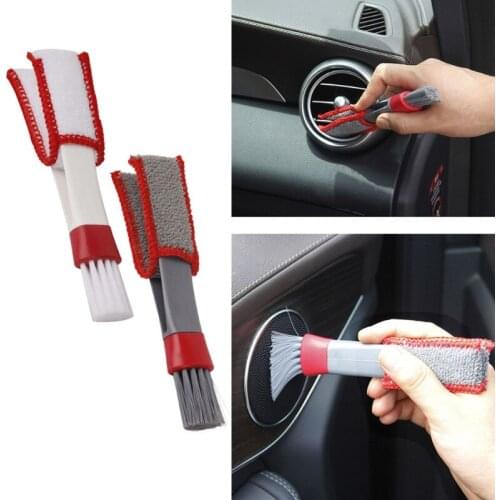 Auto Air Conditioning Vent Outlet Brush Microfiber Detailing Shutter Cleaning Tool Double-head Car Dust Remover Cleaner Brush