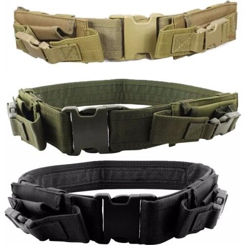 Tactical Belt Combat Military Molle Belt Airsoft Adjustable Waist Belts With Magazine Pouches Outdoor Buckle Hook Loop Waistband