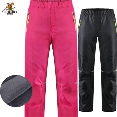 Warm Snow Kids Girls Boys Waterproof Windproof Ski Pants 2020 Autumn Winter Children Outdoor Pants Polar Fleece Trousers