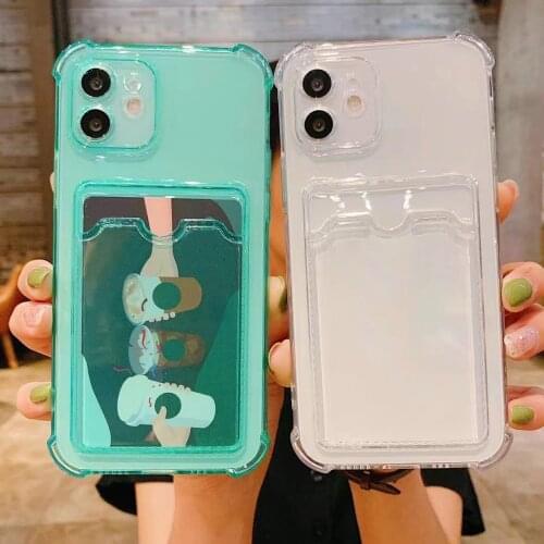 Ultra-thin Cute Silicone Card Holder Phone Case For iPhone 13 12 11 Pro Max SE XSmax XR XS X 8 7 Plus Luxury Wallet Back Cover