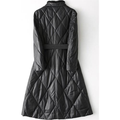 Genuine Leather Winter Jacket Mink Fur Collar Down Jackets for Women Real Sheepskin Coat Chaqueta Mujer MY