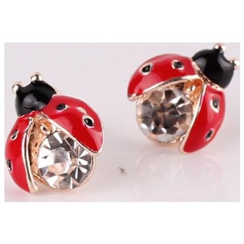 In 2021 Han Edition The Super Mini Lovely Ladybug Animal Stud Earrings Contracted Joker Women Romantic Metal Stud Earrings
