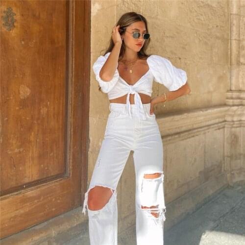 Woman Sweet Lacing V Neck Short Tops 2021 Summer Fashion Female Solid Soft Bow Top Ladies Chic Basic Stregtchy Top