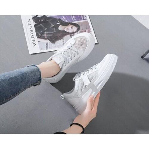 Women Shoes 2021 Mesh Hollow Fashion Women Casual Shoes Flats platform Summer Shoes Breathable Light Off White Women Sneakers