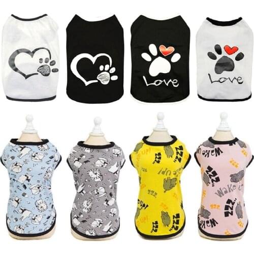 Vest Small Pet Shirt Cat Dog Clothes Paw Print Heart Love Design Cotton Dogs T Shirt Pet Puppy Summer Apparel Clothes Dog Coat
