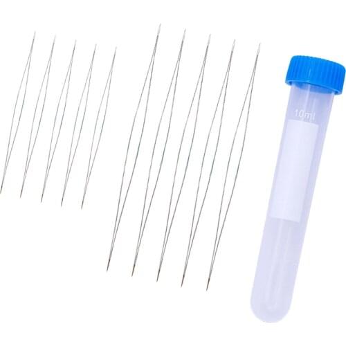 10 Pieces Beading Needles Set 2 Sizes Big Eye Needles with Bottle for Bracelet Necklace Easy Threading