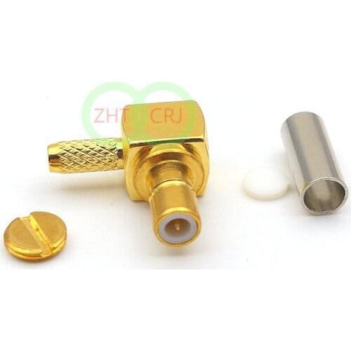 100PCS SMB male plug pin right angle crimp for RG316 LMR100 RG174 cable wholesale