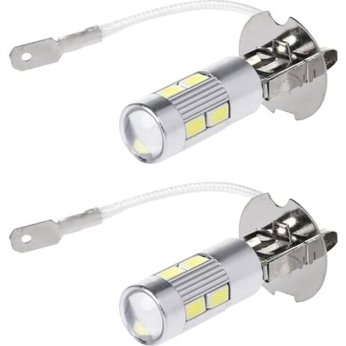 2pcs Portable H1 H3 Easy Install 10SMD Aluminum 6000K 12V 5630 5730 Durable Accessories Car LED Fog Light White High Power Bulb