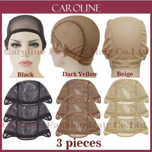 3pcs Cheap Wig Cap For Making Wigs With Adjustable Straps Weaving Caps For Women Hair Net & Hairnets Easycap Wholesale 6032S