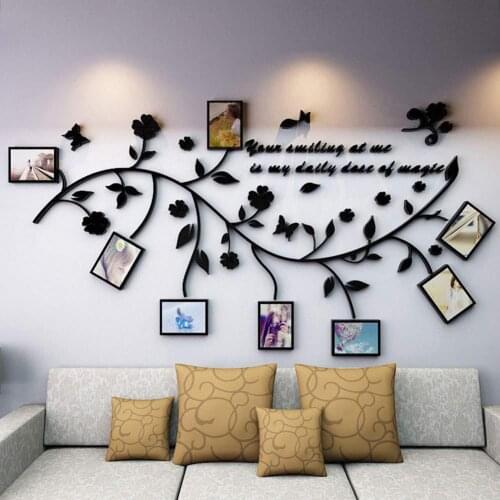 3D Tree Wall Decal Frames Picture Photo Frames for Pictures Waterproof Acrylic Art Poster Wall Decoration Frame for Living Room