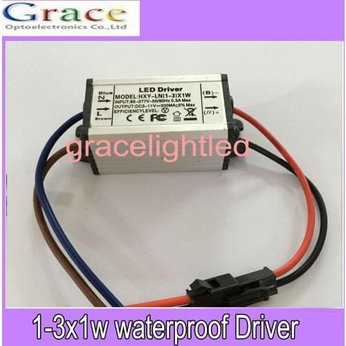 5pcs/Lot IP67 LED Driver 3W Waterproof IP67 300mA 1-3x1W LED Power Supply AC100-260V To DC3V-11V LED Driver Switch Transformer