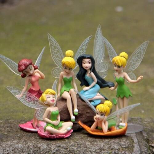 6Pcs/Set Anime Tinkerbell Fairy Figure Toy Tinker Bell PVC Action Figures Dolls