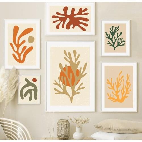 Abstract Coral Color Block Minimalist Wall Art Canvas Painting Nordic Posters And Prints Wall Pictures For Living Room Decor