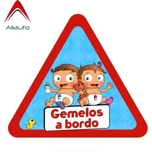 Aliauto Creative Car Sticker Twins on Board Gemelos A Bordo Waterproof Reflective Decal Auto Accessories PVC,14cm*16cm