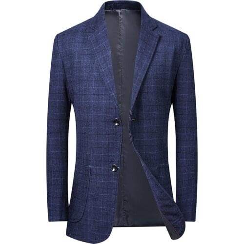 Blazers for Men Fashion Casual Plaid Blazer Gentlmen Coat Business Men Cotton Lightweight Suit Jacket Slim Fit Outwear Coat 3XL
