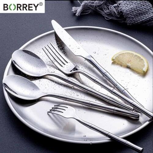 BORREY 30Pcs/Set Gold Cutlery Flatware Stainless Steel Tableware Dinnerware Silverware Dinner Knife Fork Spoon Set Dropshipping