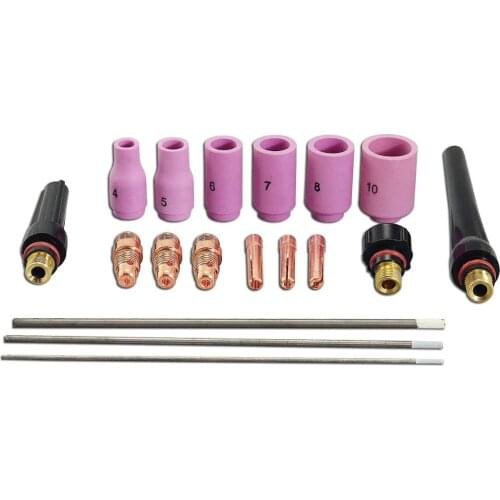 TIG Collets Body Short 17CB20 & 0.8 Percent Zirconiated Tungsten Fit DB PTA SR WP 17 18 26 TIG Welding Torch 18pcs