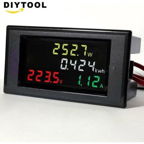 AC 80-300V 100A Digital Voltage Current Power Energy Meter Large LCD Screen DC Voltmeter Ammeter