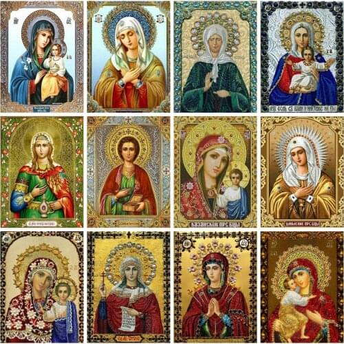 Huacan Diamond Painting Full Square Virgin Mary Home Decoration Mosaic Religion Embroidery Handmade Gift
