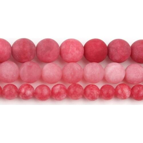 6/8/10mm Dull Matte Light Red Jades Stone Beads Round Loose Beads For Accessories Jewellery Making Bracelet 15inch