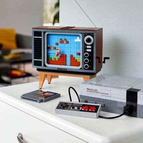 Red and White Machine Mario Game Machine Puzzle Entertainment System Building Block Bricks Toy Compatible with 71374