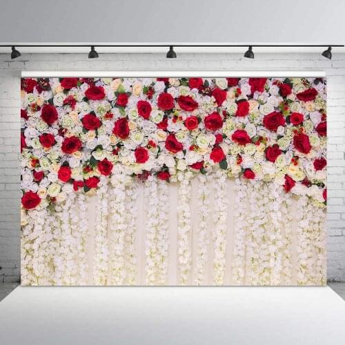 Red rose backdrop 3d flower floral photography background wedding party decor banner bridal shower photo studio dessert tableB96