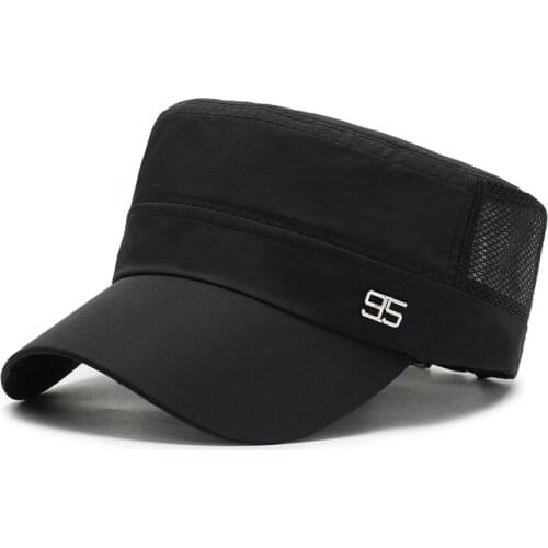Summer Quick Dry Mesh Hat Fashion Flat Top Newsboy Hat Army Military Cap Thin Cooling Sun Hat Outdoor Casual Cap
