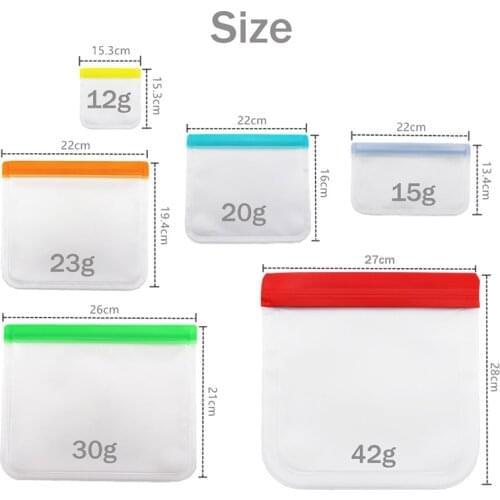 Reusable Food Storage Bags 1Pcs Freezer Bag Top Ziplock Leakproof Multi Purpose PEVA Kitchen Organizer