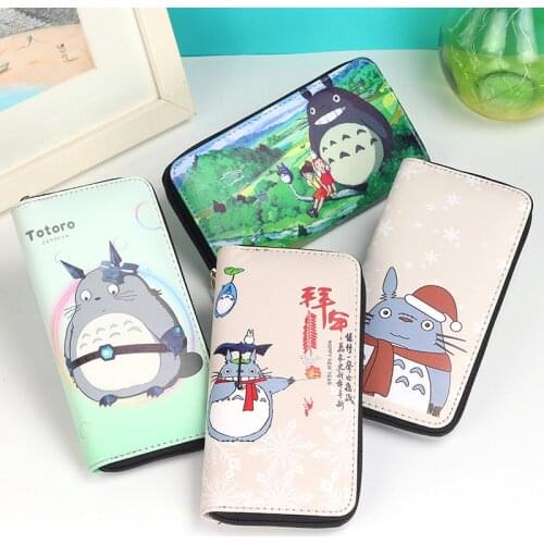 Fashion Anime Cartoon Cute Totoro Women PU Leather Long Zipper Wallet Clutch Student Kawaii Card Holder Coin Purse Money Bag New