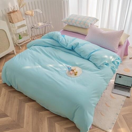 Fashion Light Blue Bedding Sets Solid Color Modern Duvet Cover Sets Bed Sheet Pillowcases Bedclothes Twin Full Queen Size 3/4PCS