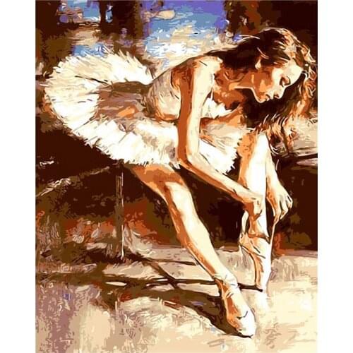 Ballet Dancer Tying Shoela Figure DIY Digital Painting By Numbers Modern Wall Art Canvas Paint Holiday Gift Home Decor Big Size