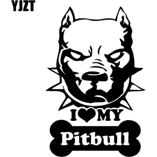 YJZT 11.9CM*17.8CM I Love My Pit Bull Dog On Board Car Decal Vinyl Sticker Black/Silver C10-00758