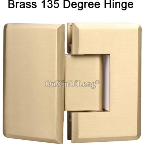 Brand New 2PCS Pure Brass Frameless Bathroom Shower Glass Door Hinges 135° Glass to Glass Fixed Holder Brackets for 8~12mm Glass