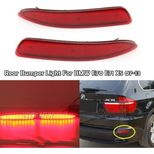 MZORANGE Rear Bumper Reflector Light For E70 E71 X5 07-13 LED Red Lens Rear Brake Stop Light Taillights Fog light Car styling