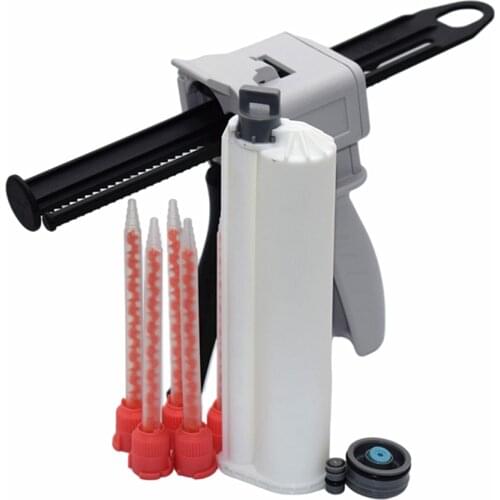 AB Epoxy Glue Gun Applicator Glue 75ml Adhensive Caulking Gun Mixed 10:1 and Mixing Nozzle 75ml 10:1 Empty Dual-Barrel Cartridge