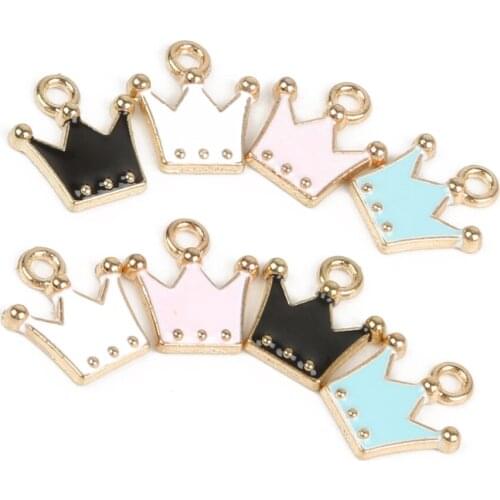 10*11mm 10-12pcs/bag Zinc Alloy Metal Drop Oil Enamel Crown Charms Pendant for DIY Earring Bracelet Necklace Jewelry Making