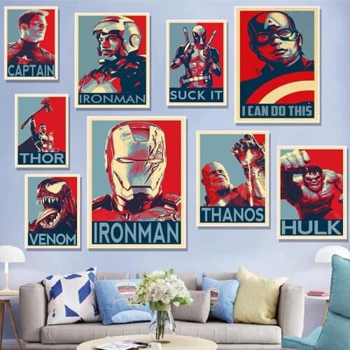 Marvel Classic Super Hero Posters Comics Spiderman Iron Man Canvas Painting Prints Wall Art Pictures for Living Room Decoration