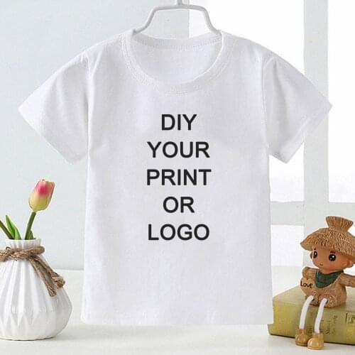 DIY YOUR PRINT OR LOGO Kids Summer T-shirt Short Sleeve Casual Clothes Cozy Soft Top Tumblr CUSTOM TEXT Childrens Clothing