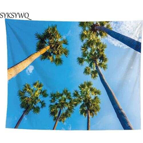 Nature tapestry palm tree wall carpet tapisserie mural 3d beach wall hanging blanket wall cloth