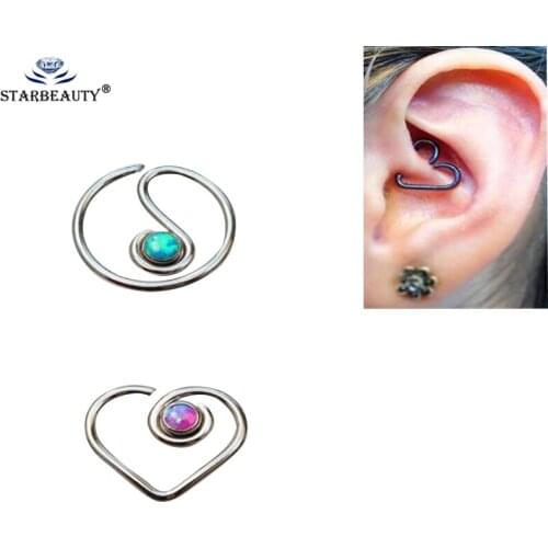 G23 16G Titanium Opal Cartilage Piercing Langue Stud Piercing Ear Cartilage Ear Stud Ombligo Earring Ear Piercing Body Jewelry